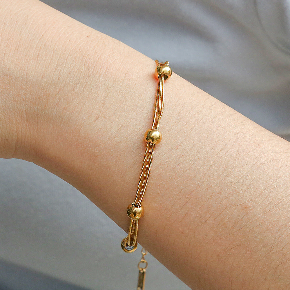 Bracciale minimalista da donna in acciaio al titanio con placcatura in oro 18K, bracciale alla moda ipoallergenico per regalo di anniversario
