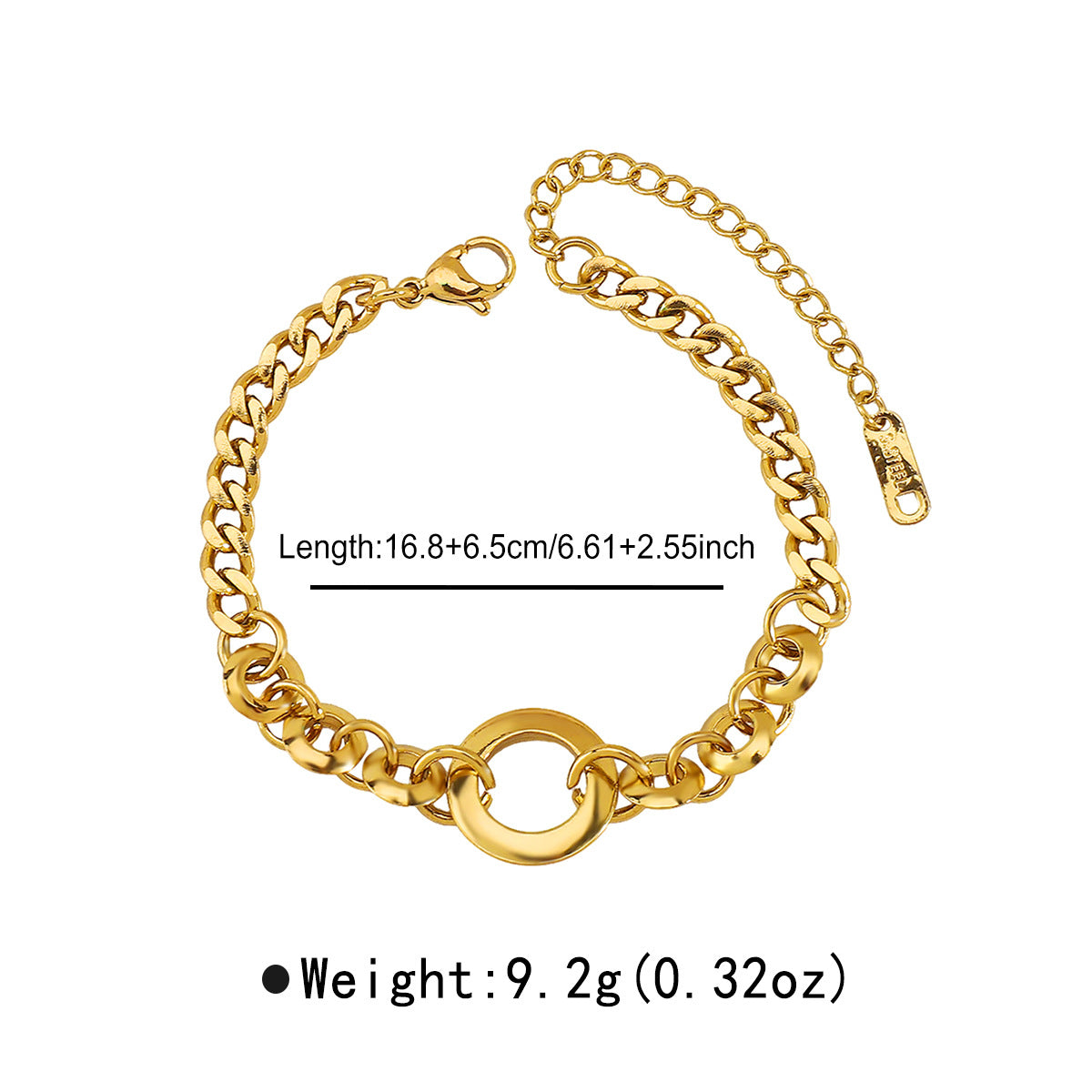 Pulsera geométrica de acero inoxidable chapado para mujer con estilo retro de Instagram y diseño contemporáneo único