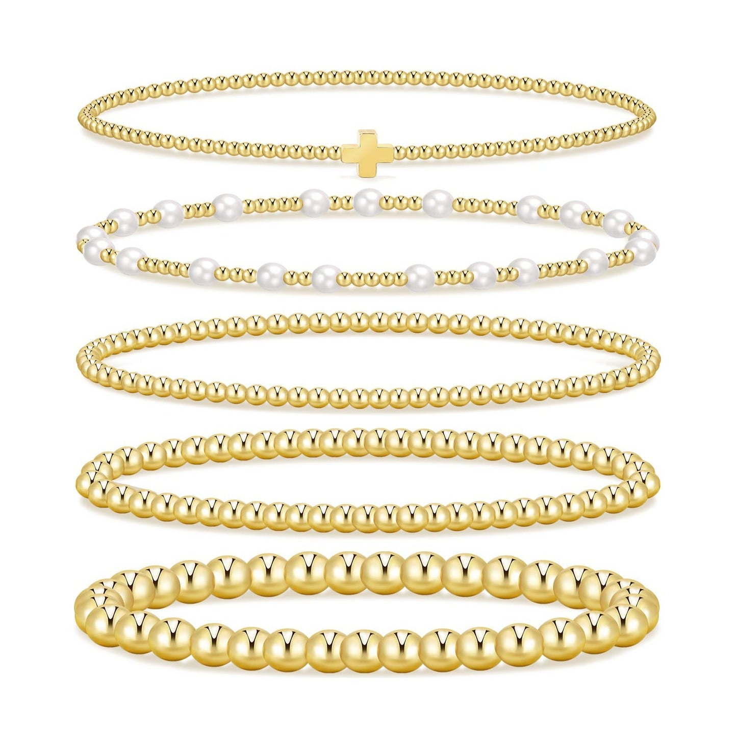 Minimalist Geometric Gold Plated Hematite Pearl Beaded Bracelet for Women