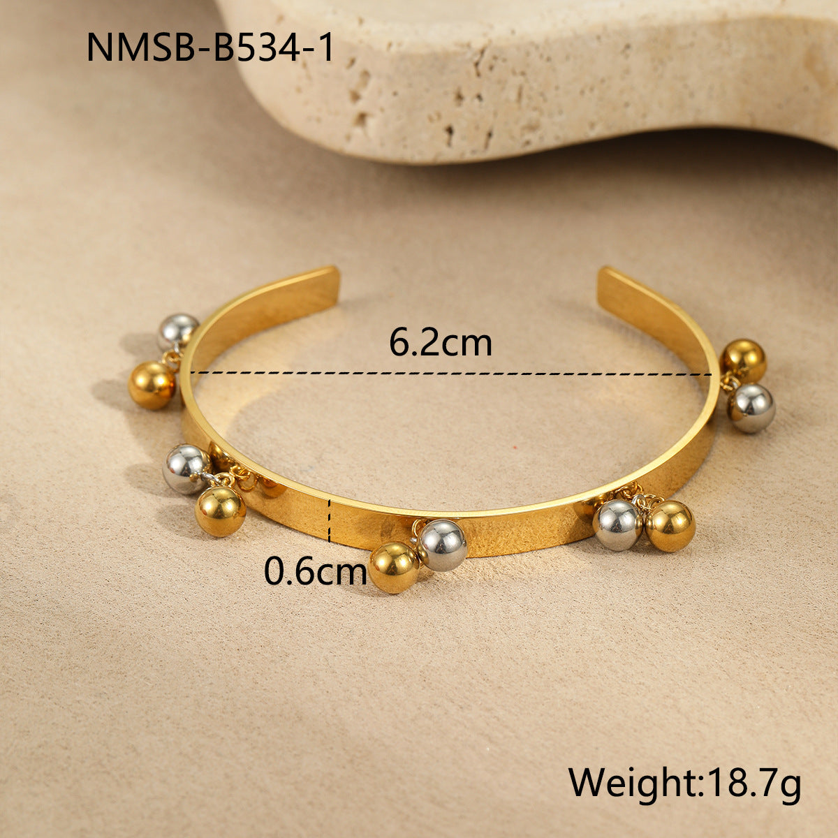 Fashionable Geometric Stainless Steel Bracelet with Plated Finish for Women, Lightweight Luxe Pearl-Inspired Design, Hypoallergenic and Fade-Resistant