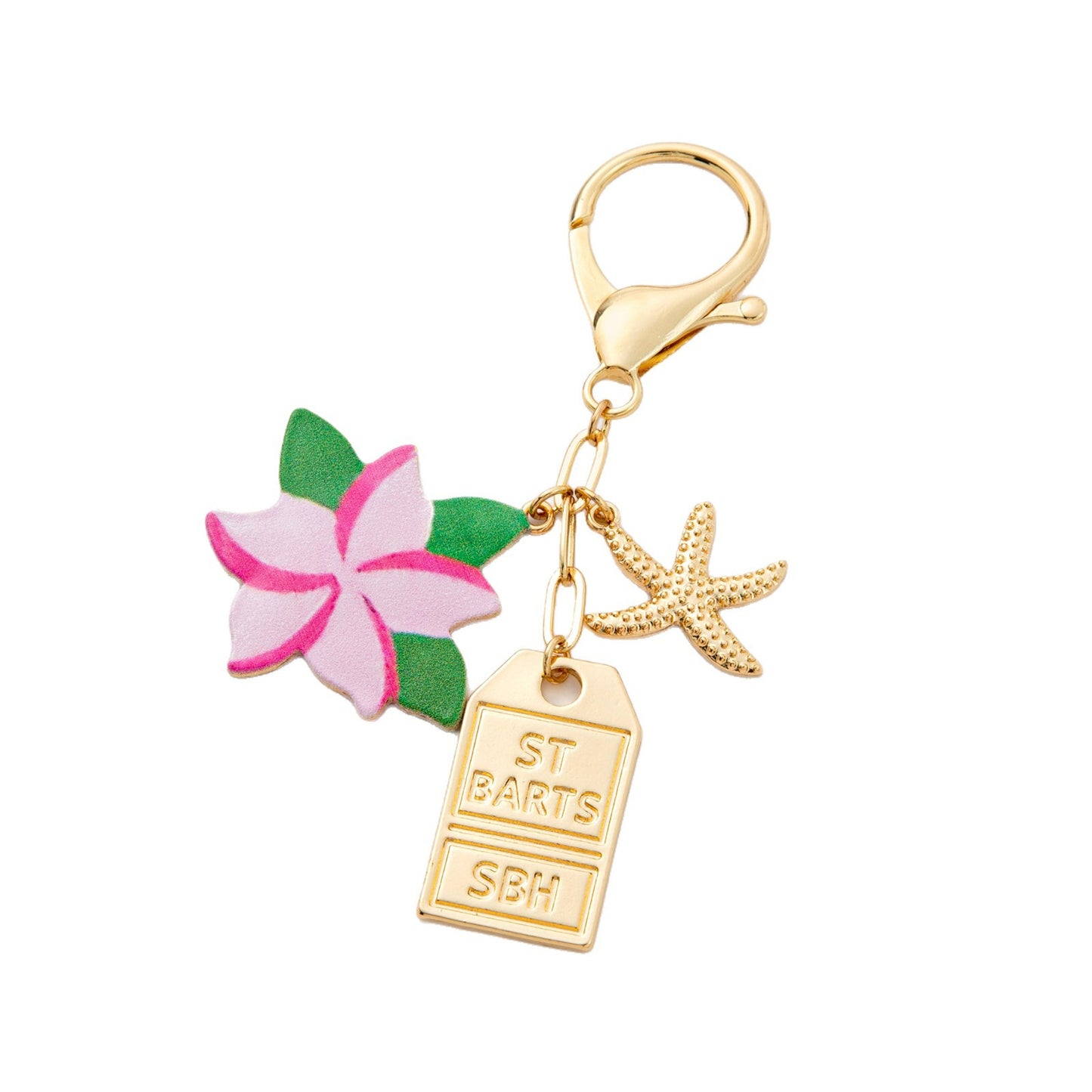 Minimalist Plated Metal Keychain Charm Bar with Umbrella Pattern