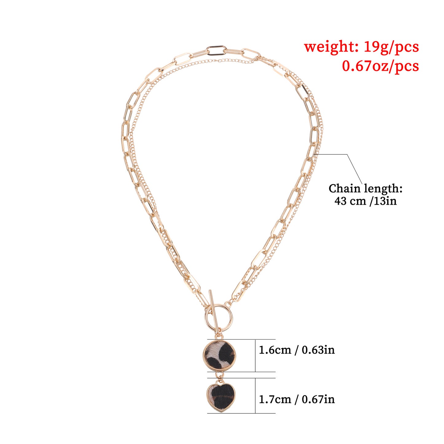 Fashion Leopard Print Heart-Shaped Alloy Necklace for Women with Plated Bamboo Link Chain