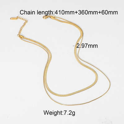Collana con Pendente Geometrico Minimalista in Acciaio al Titanio con Finitura Placcata da Donna, Catena a Strati Regolabile in Acciaio Inossidabile
