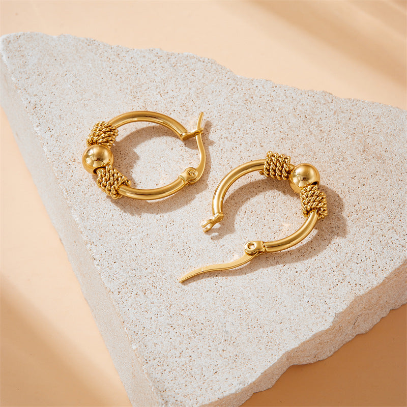 Vintage Minimalist Plated Stainless Steel Geometric Round Earrings