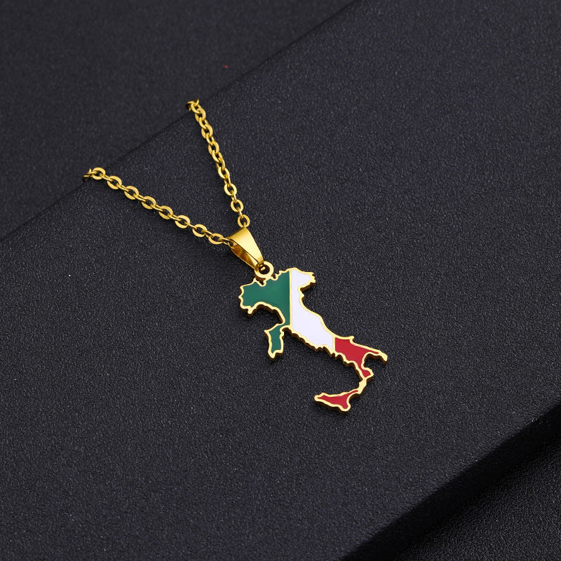 Collana con ciondolo geometrico minimalista in acciaio inossidabile con finitura smaltata per donna e uomo