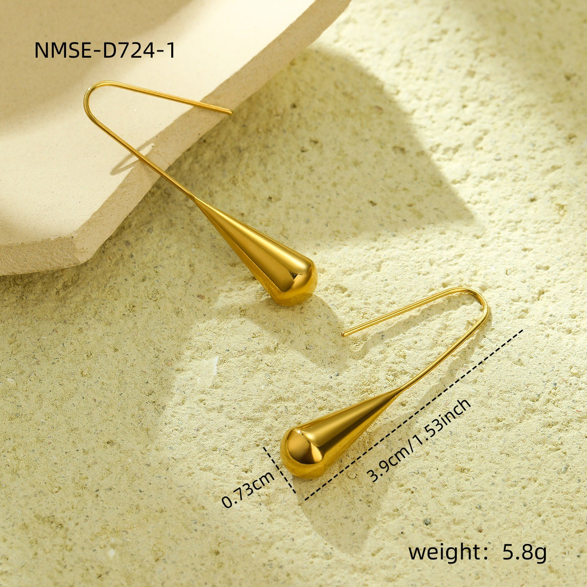 Pendientes Vintage Minimalistas de Acero Inoxidable con Forma de Gota Irregular con Chapado en Oro de 18K para Mujer