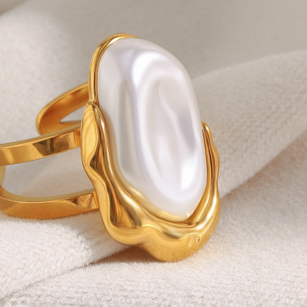 Elegantes pendientes de acero inoxidable estilo barroco con baño de oro de 18 quilates y perlas sintéticas para mujer