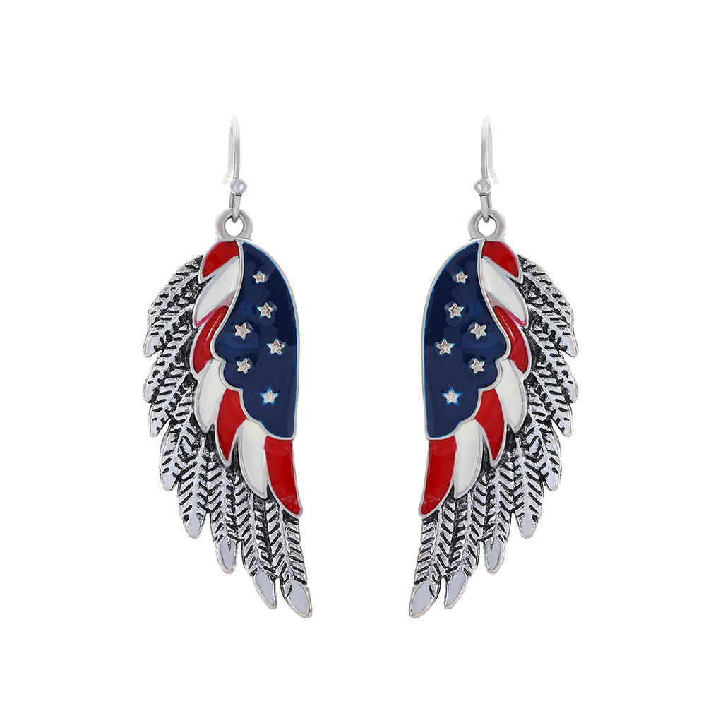 Vintage Geometric Oval Alloy Drip Oil Rhinestone Plated Earrings for Women