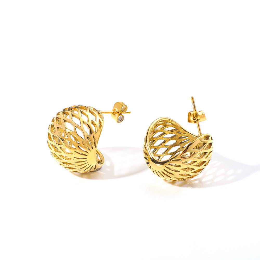 Orecchini a polsino geometrici circolari cavi minimalisti in acciaio inossidabile placcati oro 18 carati da donna