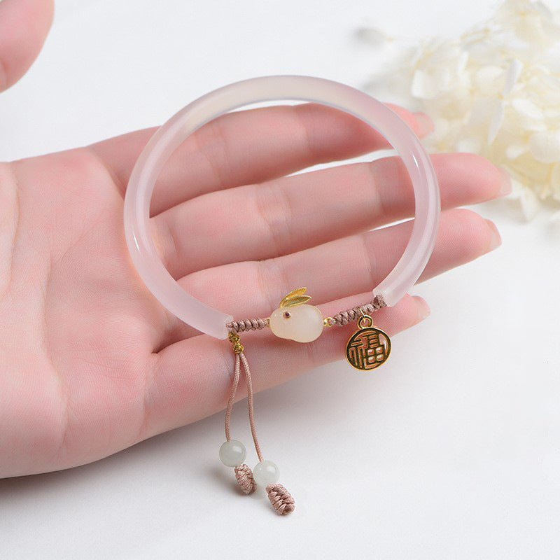 Bracciale da donna in resina a forma di coniglio, stile lussuoso, con finitura placcata, accessorio alla moda per l'ufficio