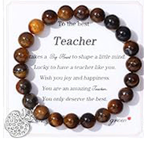 Minimalist Geometric Round Gemstone Bracelet with Rhinestone Apple Charm for Unisex