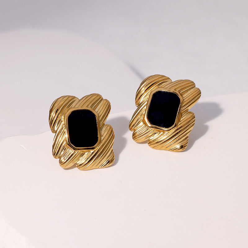 Elegant 18K Gold Plated Geometric Stainless Steel Earrings for Women