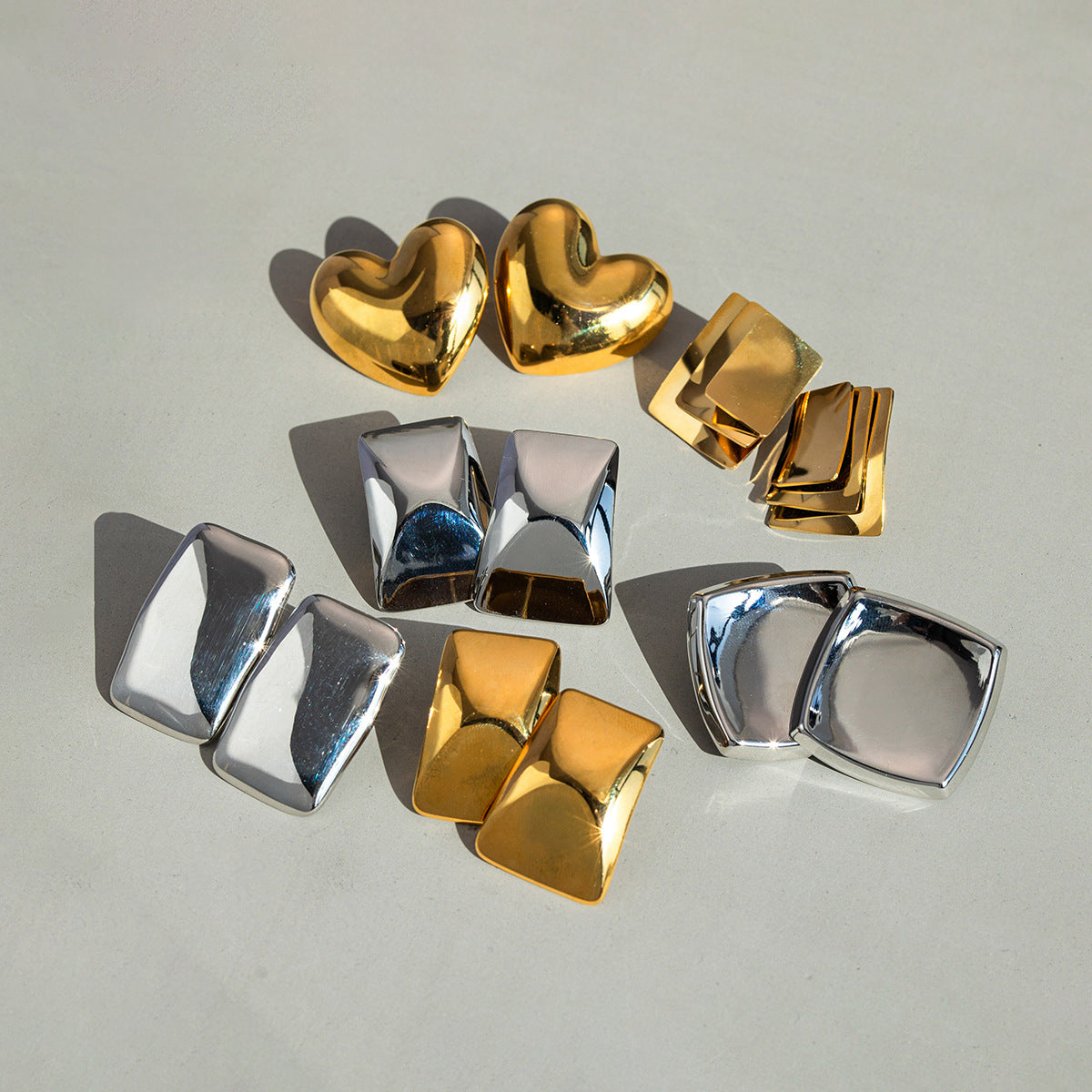 Pendientes Colgantes Minimalistas Geométricos Rectangulares de Acero Inoxidable con Baño de Oro de 18K Vintage para Mujer