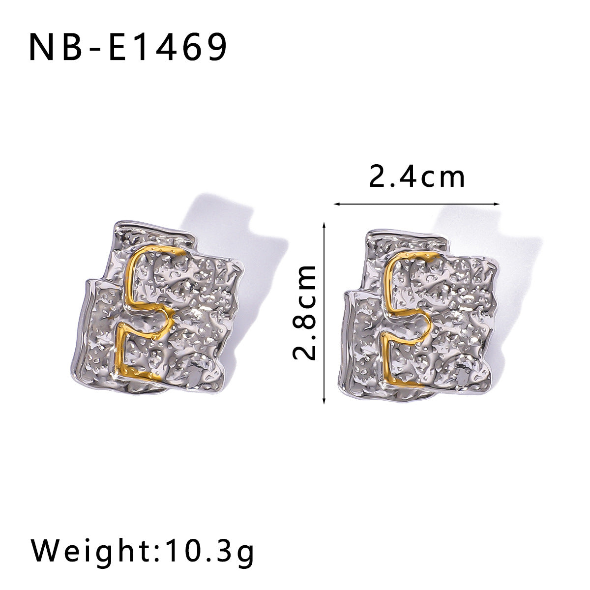 Geometric Stainless Steel Earrings with 18K Gold Plating, Bowknot Texture and Irregular Folded Design for Women