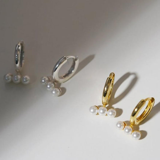 Orecchini a Perno Pendenti a Goccia in Argento Sterling 925 con Perle, Stile Vintage Francese, da Donna