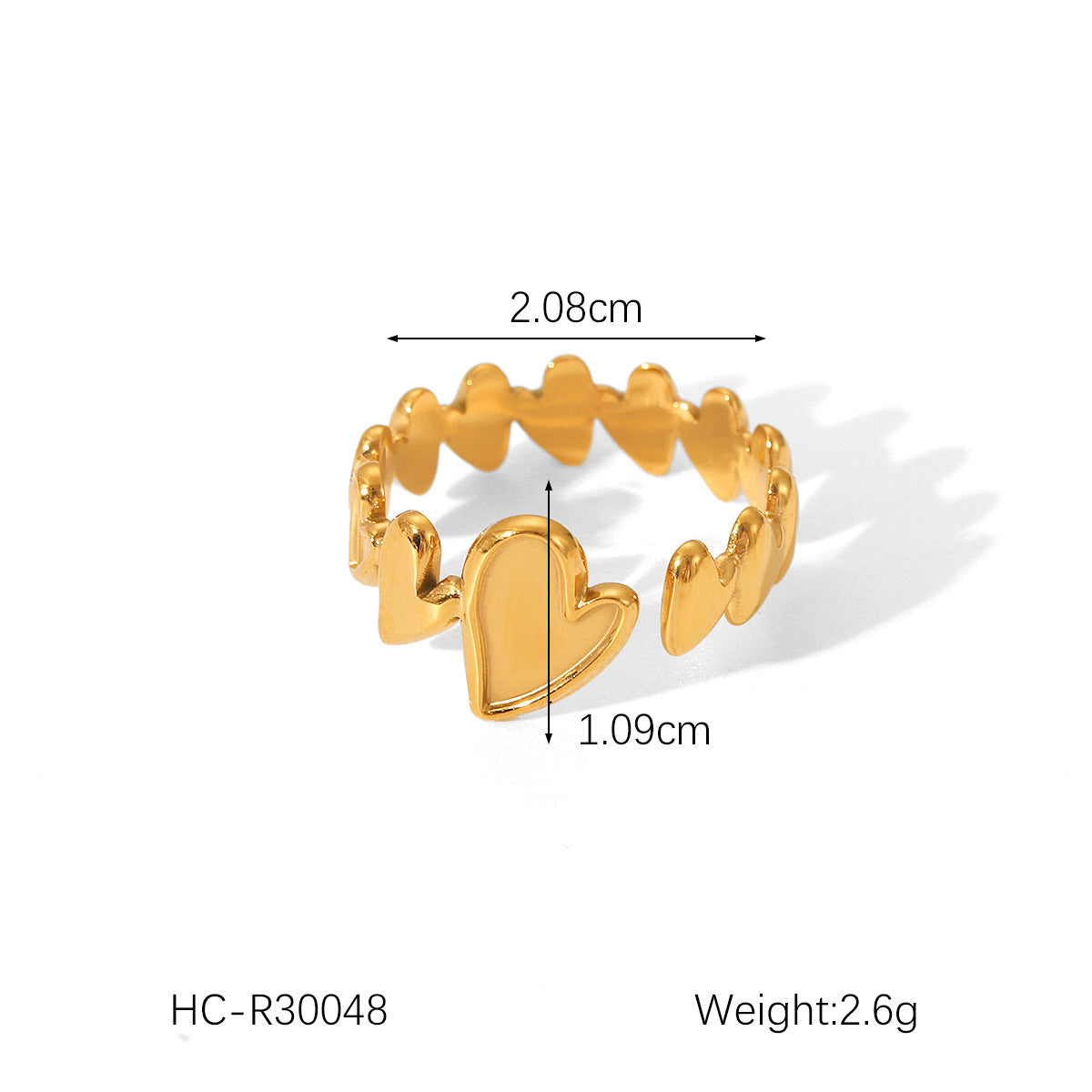 Anillo Abierto Minimalista en Acero de Titanio con Baño de Oro de 18 quilates para Mujer, Diseño de Corazón y Estrella Esmaltados