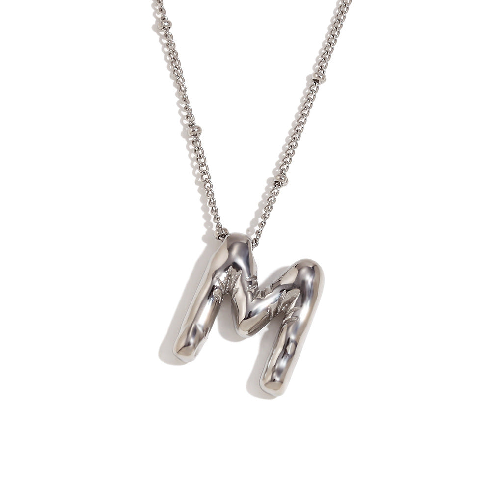 Fashionable Letter-Shaped Stainless Steel Pendant Necklace with 18K Gold Plating for Women