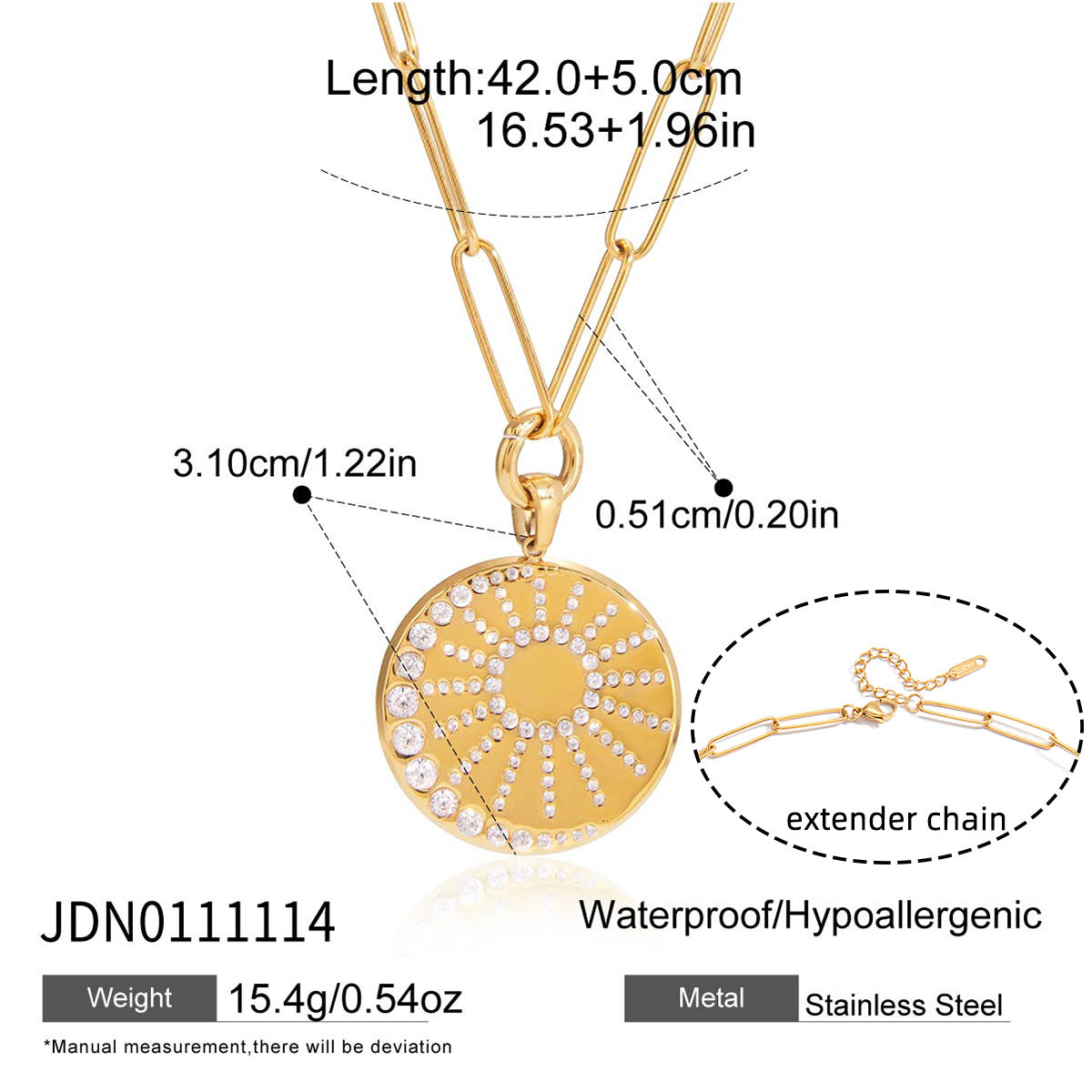 Minimalist 18K Gold Plated Geometric Stainless Steel Necklace for Women