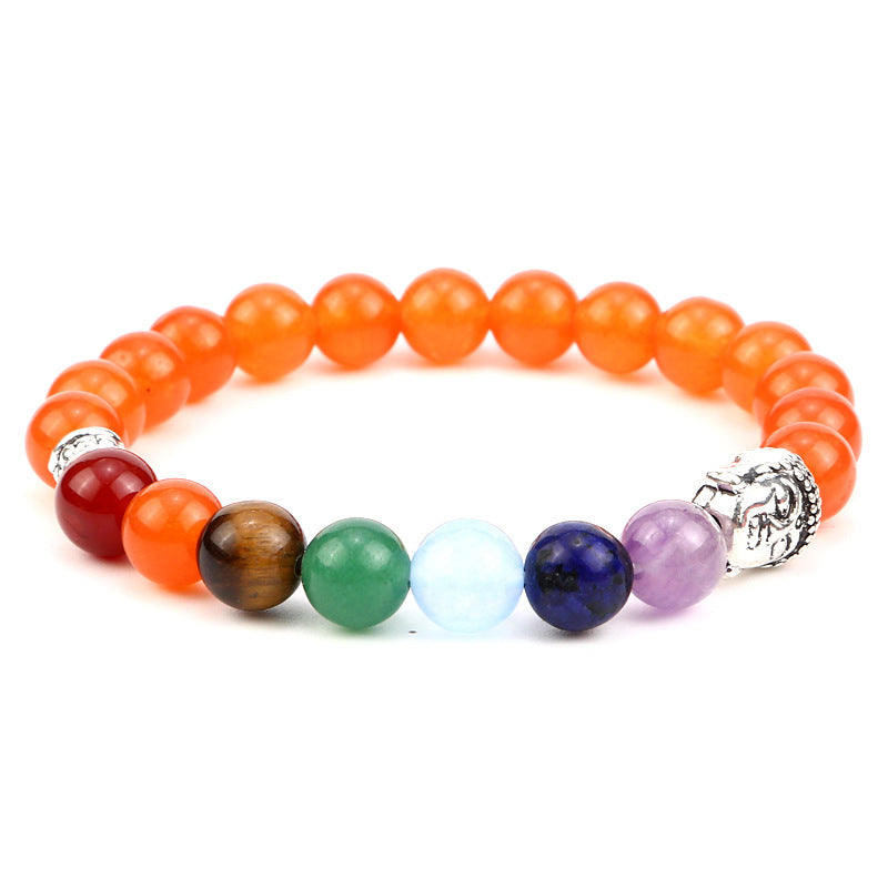 Unisex Geometric Alloy Bracelet Set with Tiger Eye, Green Aventurine and Red Agate Beads