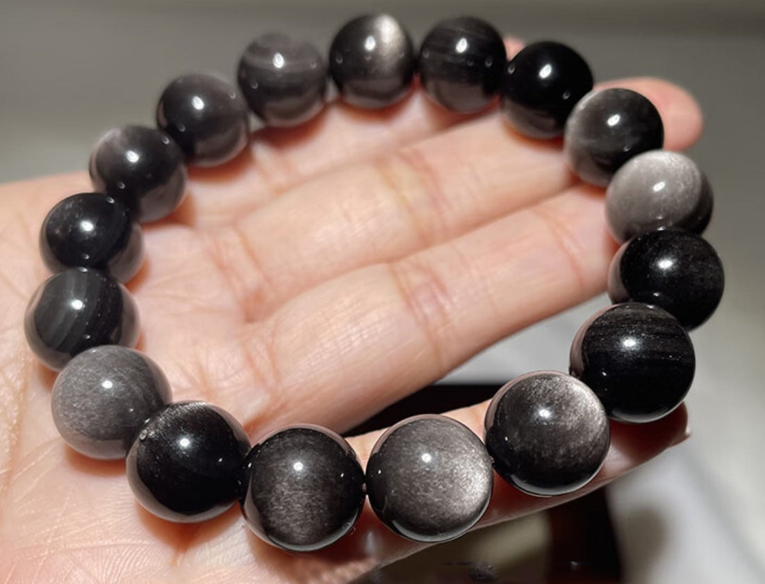 Natural Tiger Eye Amethyst Rose Quartz Obsidian Bracelet Geometric Round Beaded Handmade Unisex Fashion Jewelry