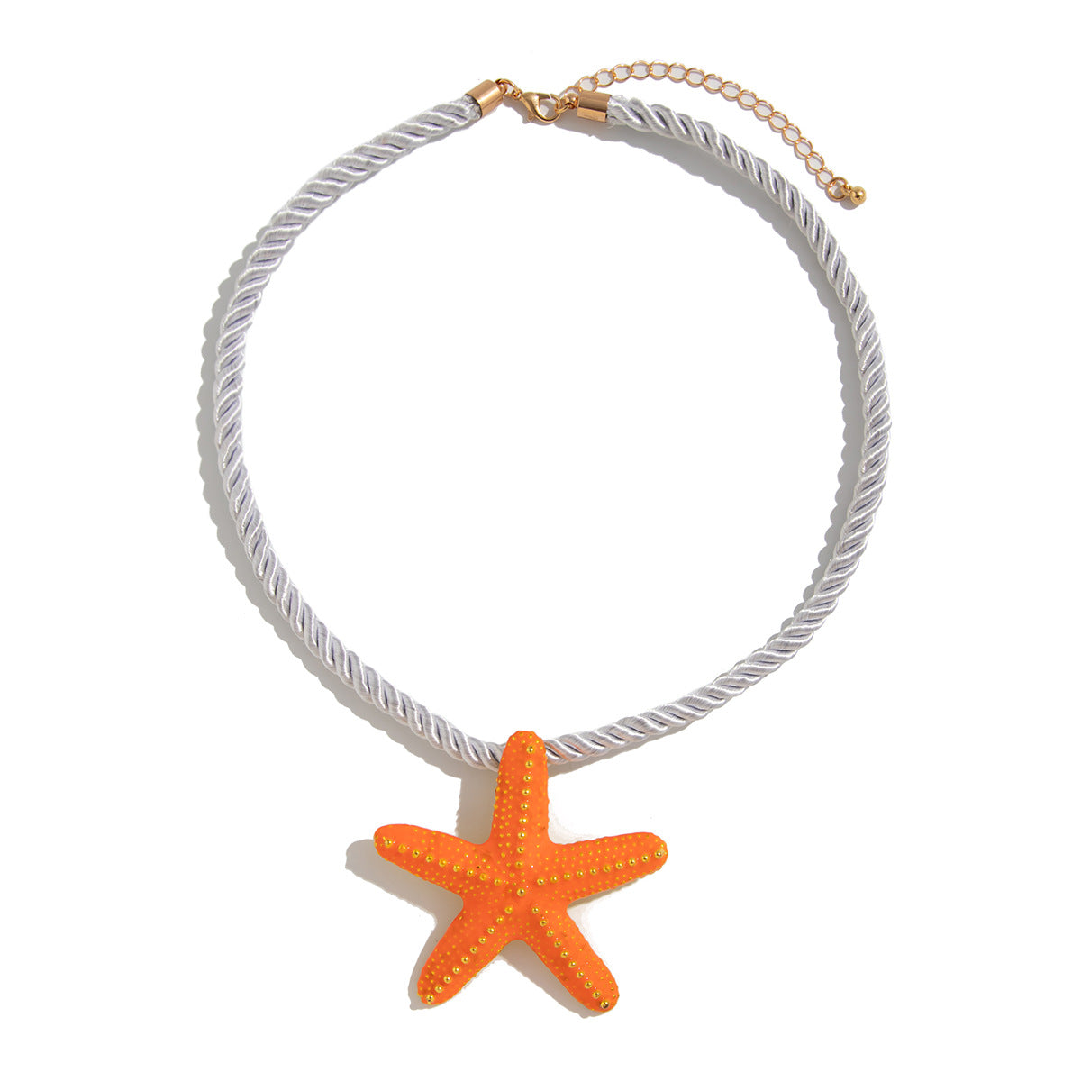 Collana con ciondolo a stella marina tridimensionale in stile vacanza da donna, in lega con finitura smaltata, gioielli colorati a forma di stella