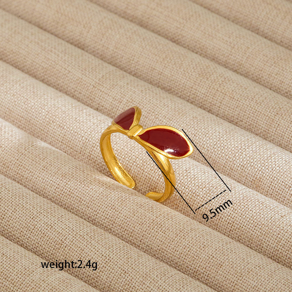 Anello aperto da donna in acciaio al titanio con forma geometrica e a cuore, stile INS, con finitura placcata
