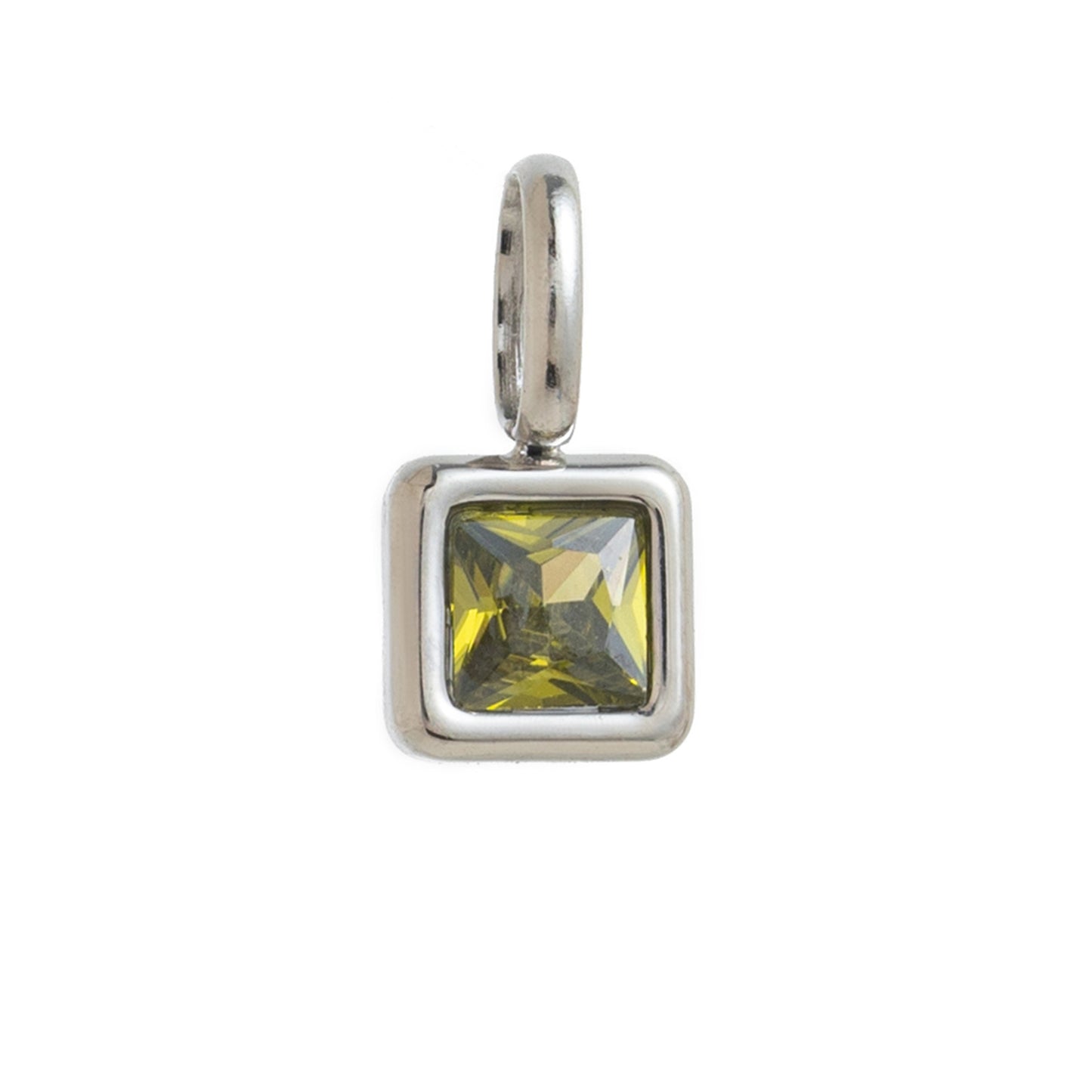 Minimalist Square Titanium Steel Gemstone Charm Bar with Cubic Zirconia Inlay for Women