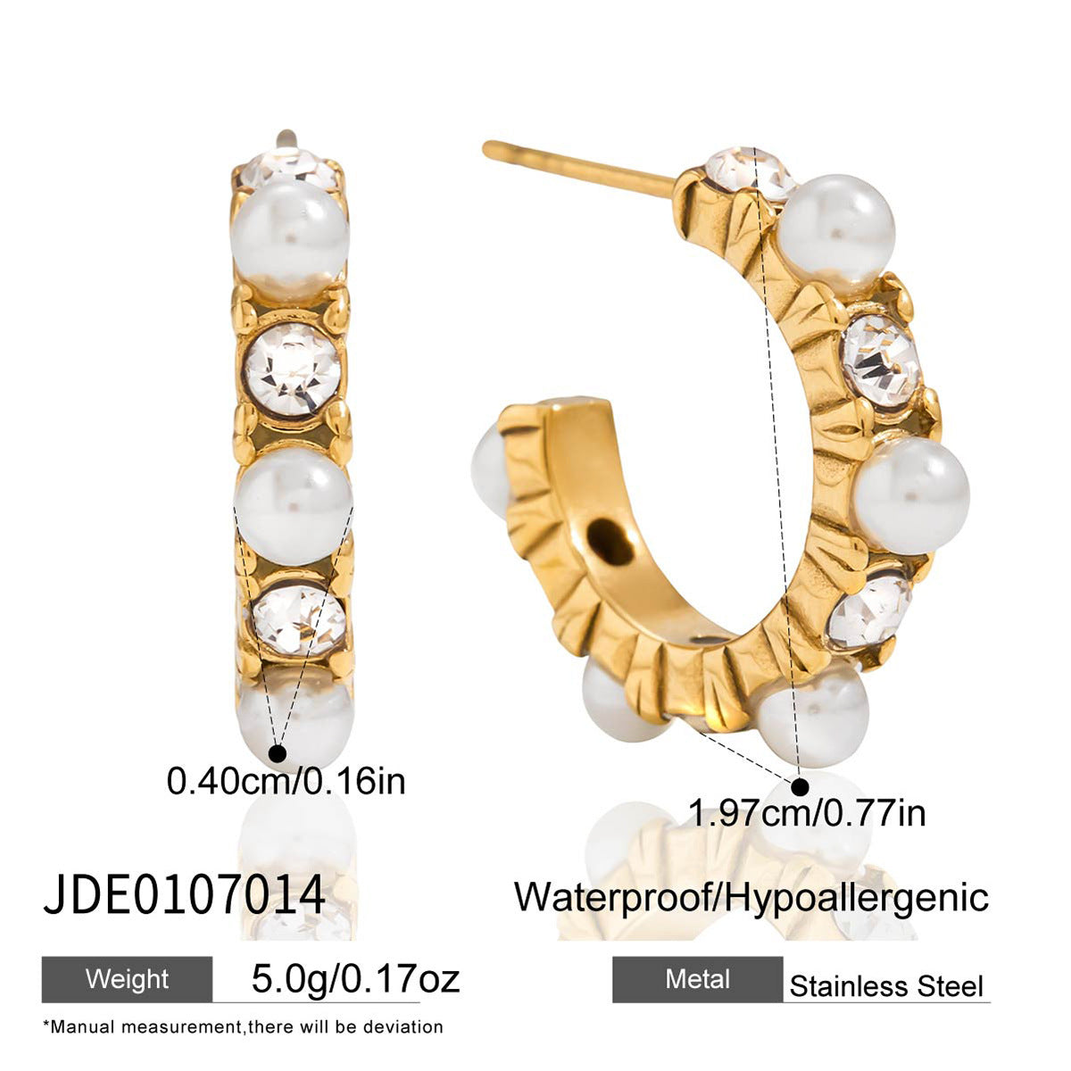 Orecchini a perno geometrici in acciaio inossidabile con accenti di strass placcati da donna
