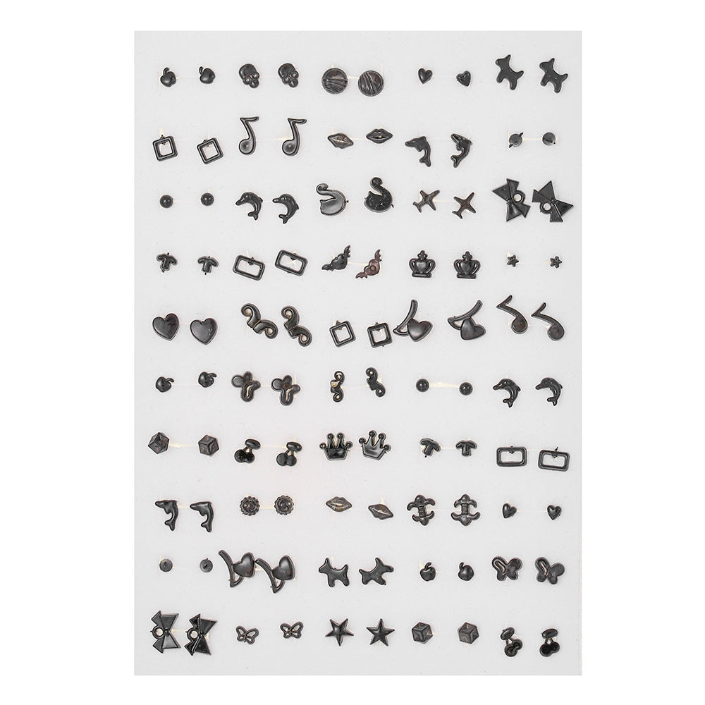 Geometric Round Plated Acrylic Stud Earrings Set for Women
