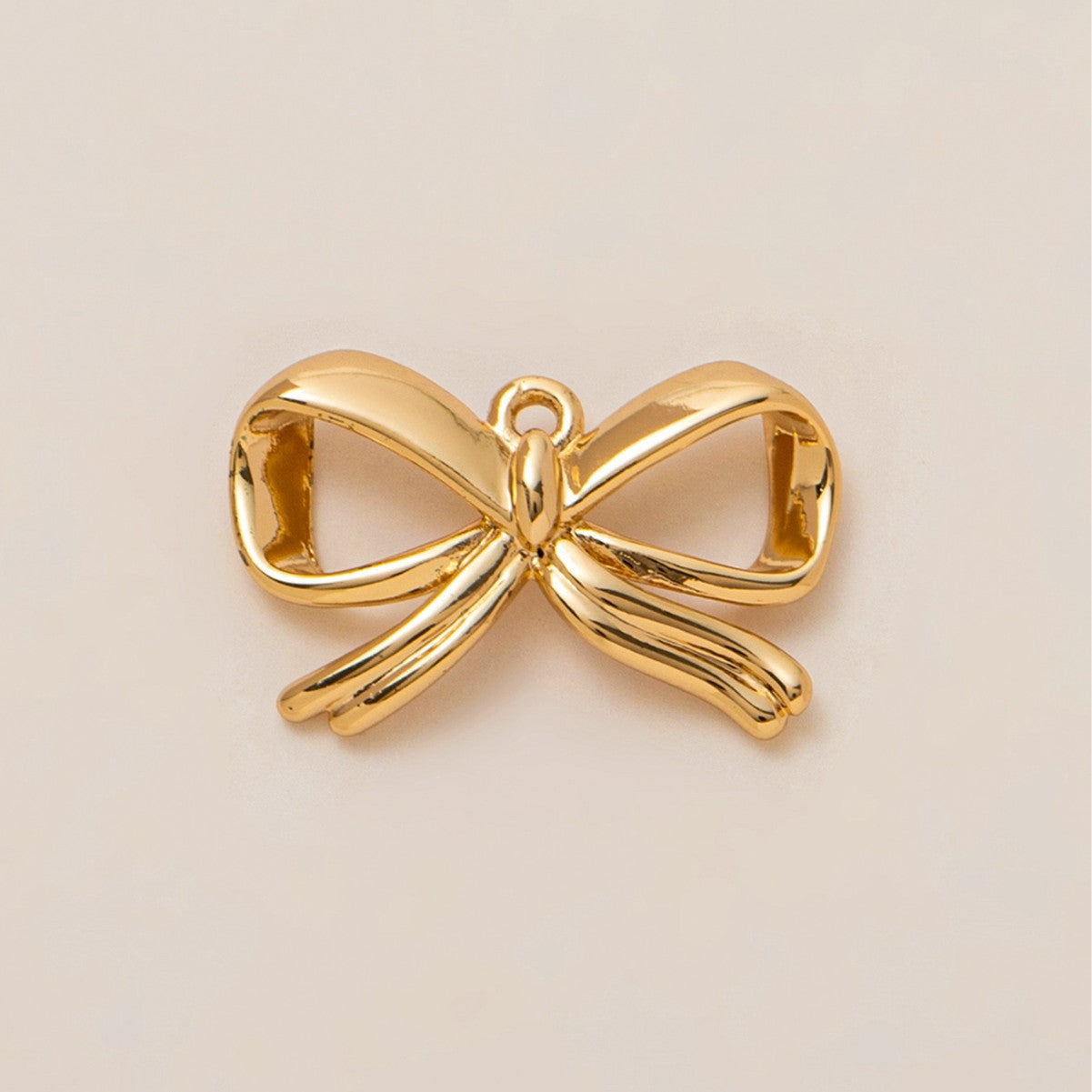 Luxury 18K Gold Plated Brass Heart Bow Geometric Pendant