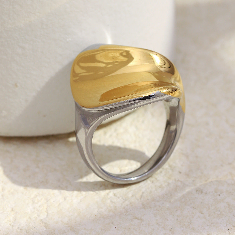 Anello in Acciaio Inox Geometrico Minimalista con Placcatura in Oro 18K da Donna