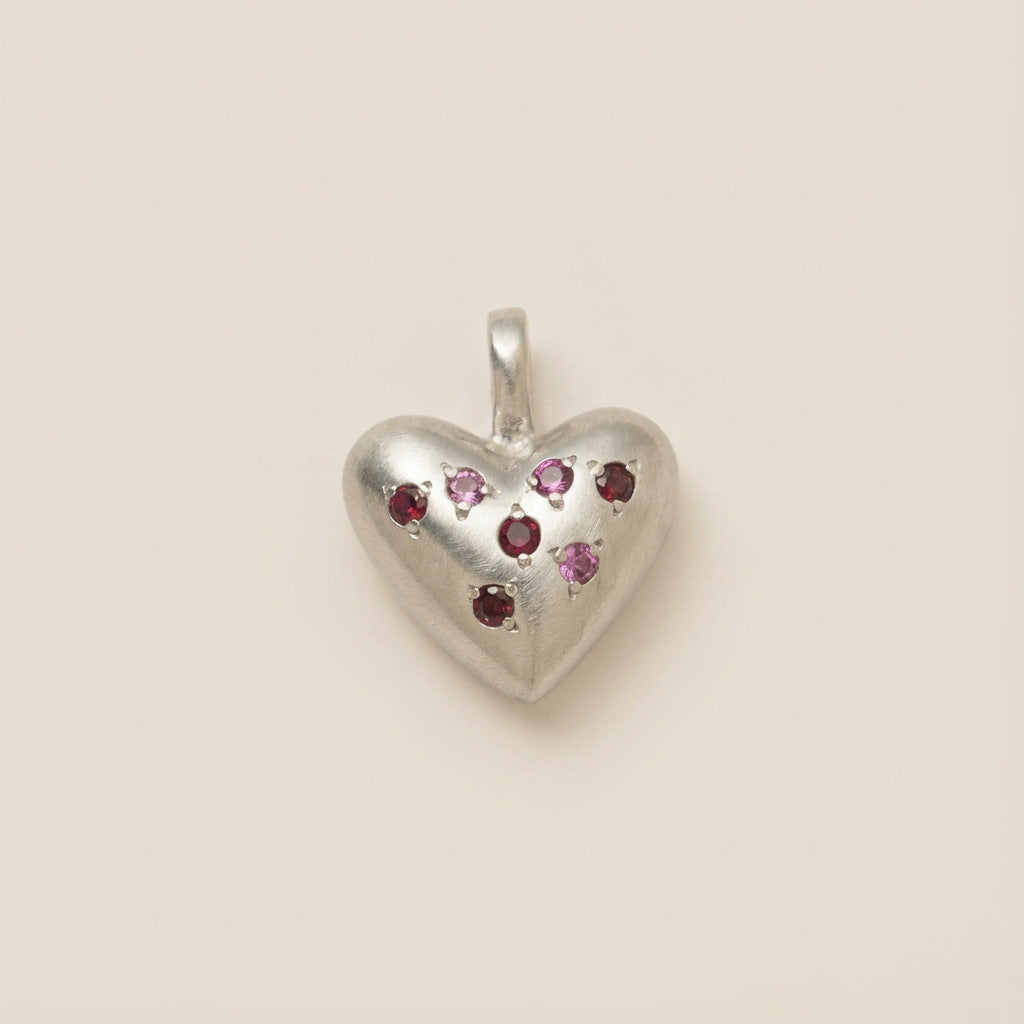 Collana con ciondolo a barra placcato in acciaio inossidabile con zirconi cubici a cuore minimalista