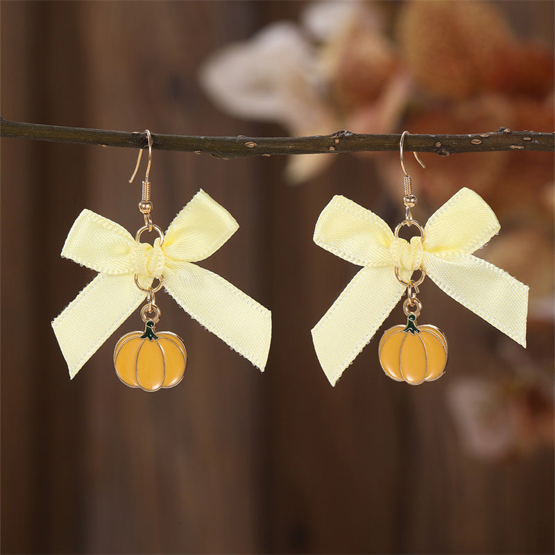 Pendientes Minimalistas de Resina en Forma de Lazo con Incrustaciones de Perlas, Estilo Princesa, para Niñas