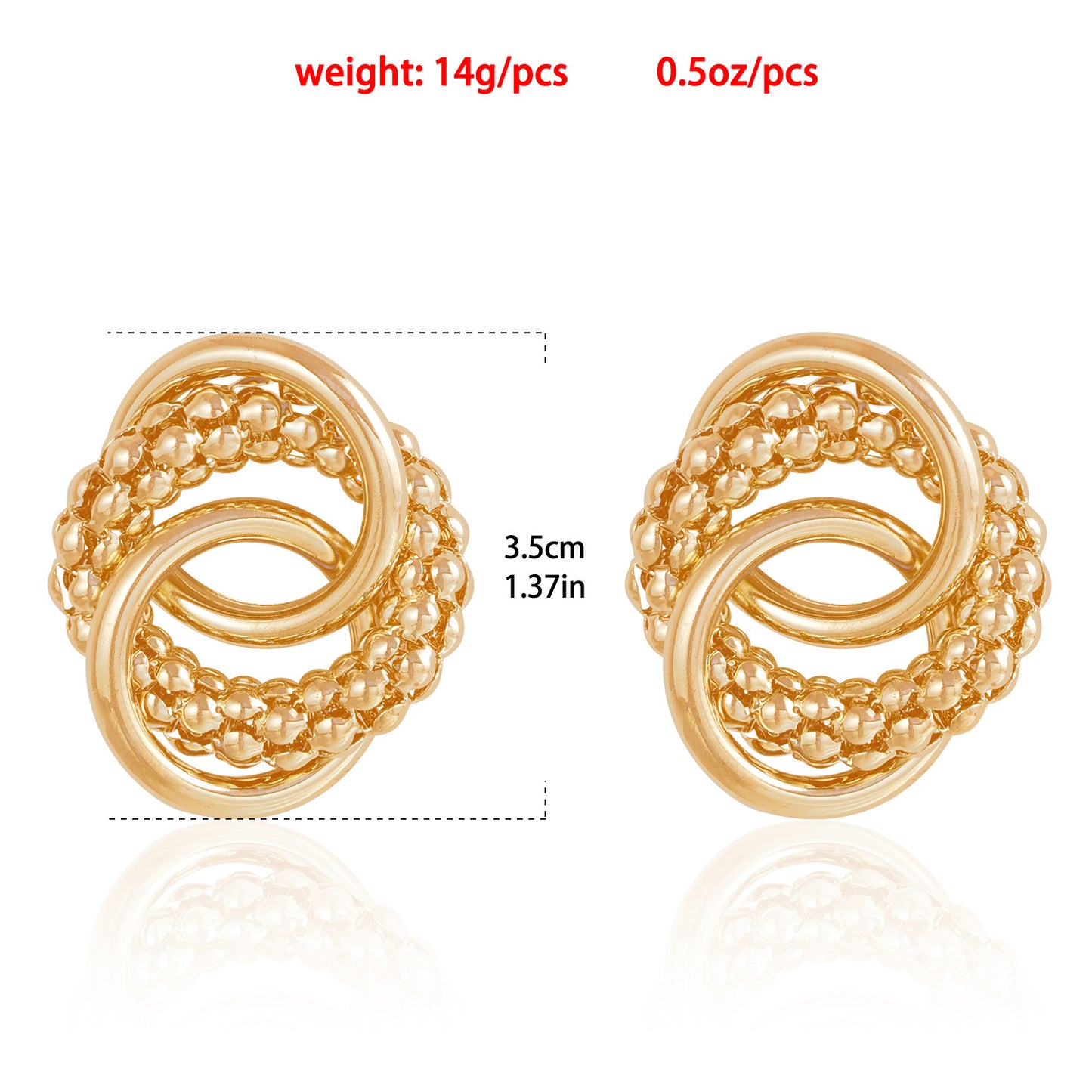 Minimalist Geometric Circular Metal Stud Earrings with Plating Finish for Women