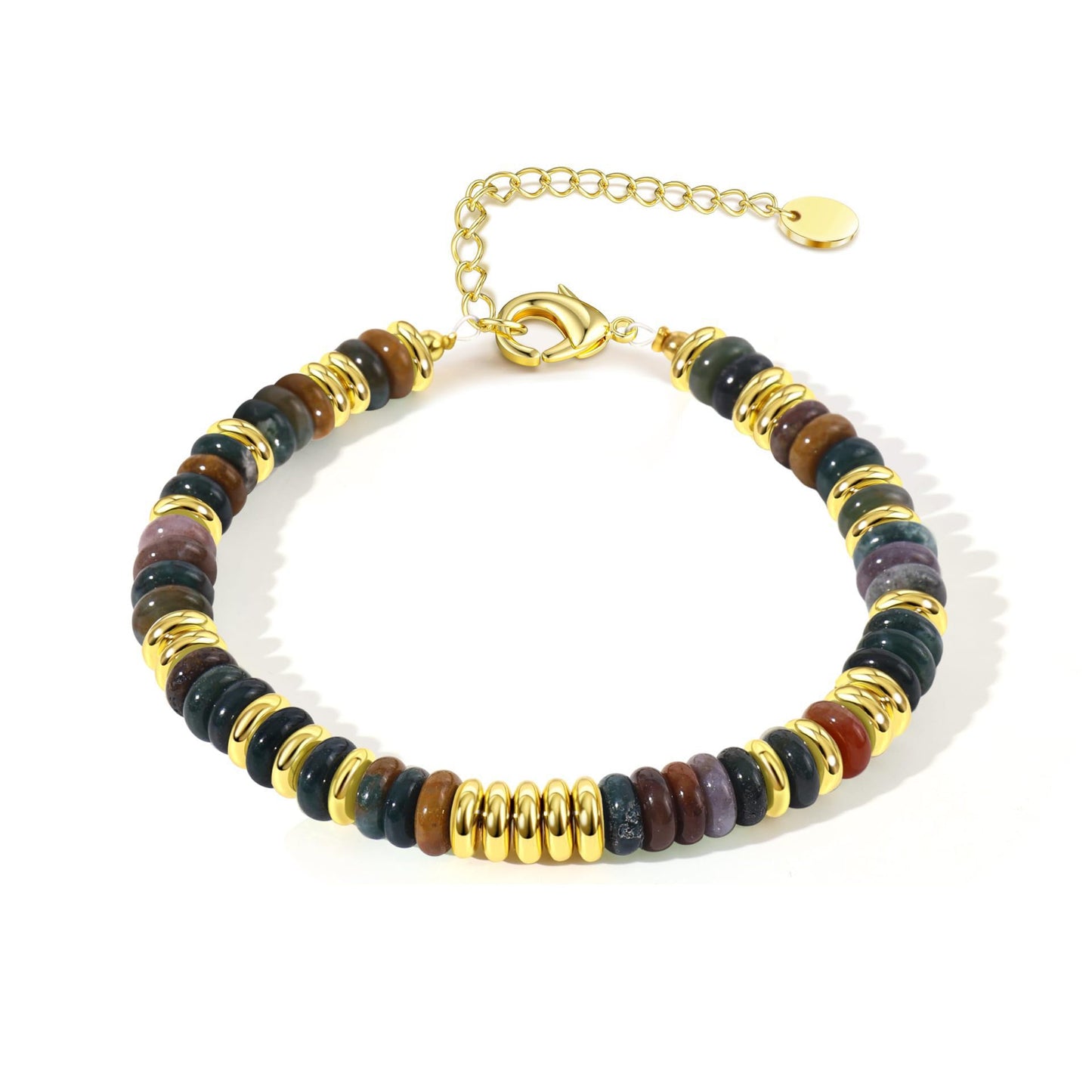 Colorful Natural Stone Crystal Beaded Bracelet with Floral Pattern for Unisex