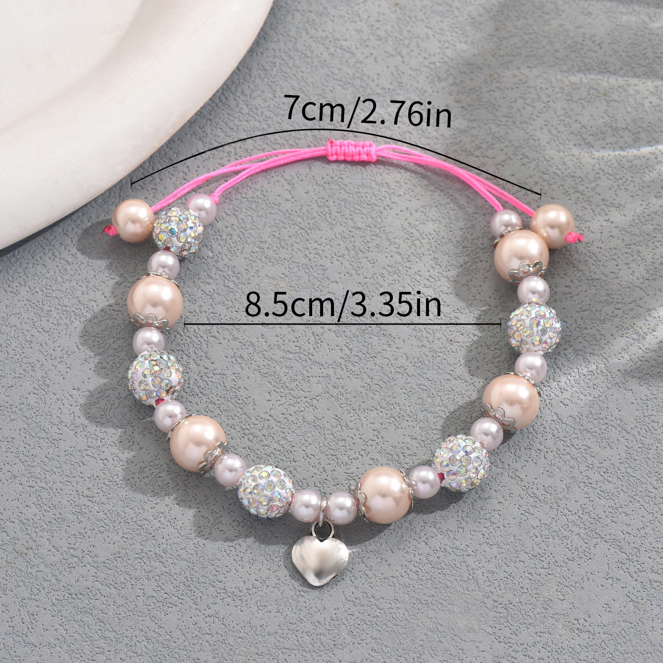 Pulsera minimalista de perlas para mujer con diseño de corazón geométrico, cuentas de piedra natural, brazalete tejido a mano para uso diario