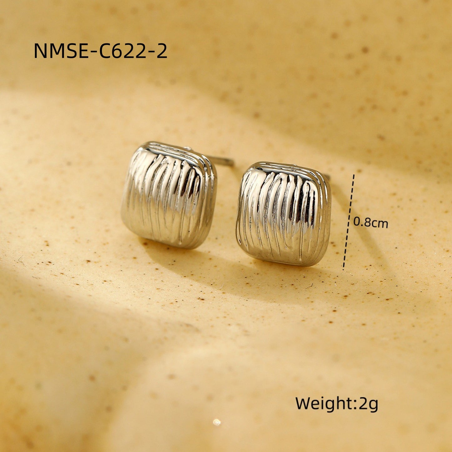 Pendientes cuadrados plisados geométricos minimalistas de acero de titanio para mujer, de acero inoxidable hipoalergénico, joyería de moda para oreja