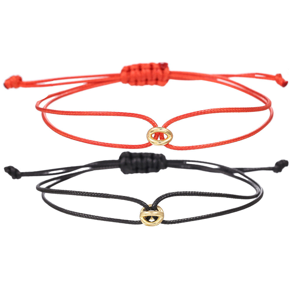 Geometric Round Alloy Lucky Charm Bracelet Set for Unisex