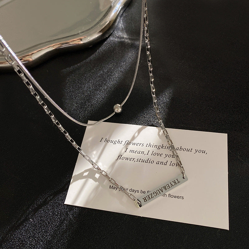 Streetwear Titanium Steel Letter Round Geometric Plated Double Layer Necklace for Unisex