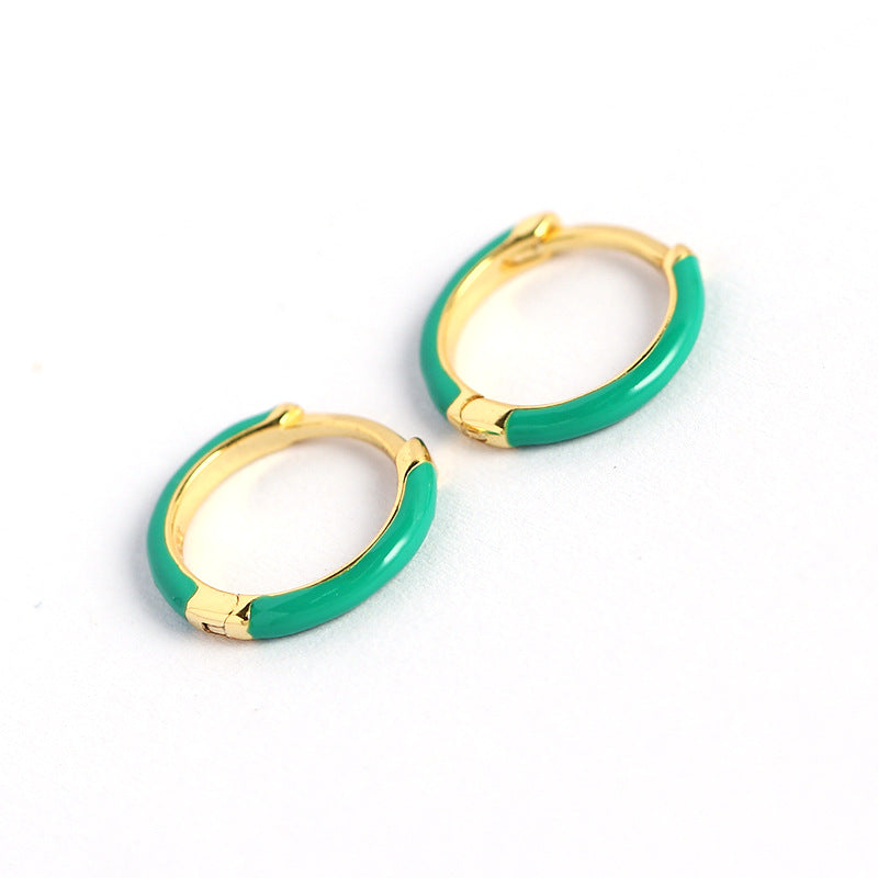 Orecchini a cerchio in argento Sterling S925 geometrici minimalisti rivestiti in resina con finitura premium