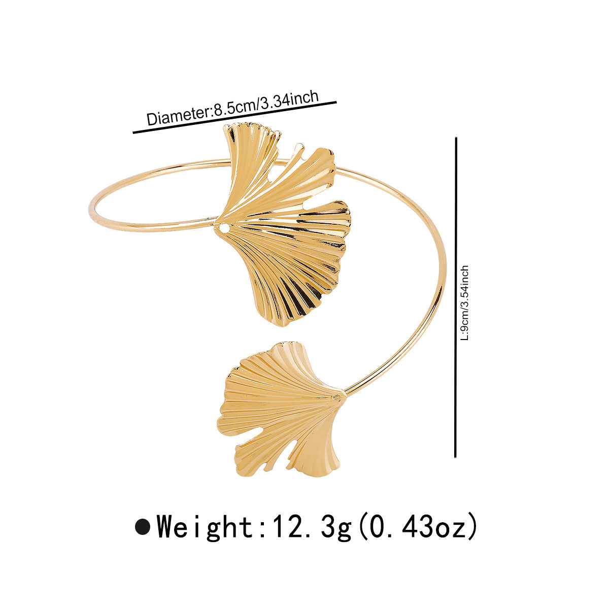 Pulsera Brazalete Abierta Ajustable de Hojas Florales para Mujer en Aleación con Acabado Chapado Diseño de Moda Minimalista