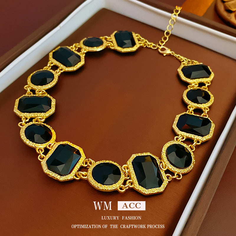 Vintage Geometric Square Crystal Dangle Earrings in Alloy with Gold Plating for Women