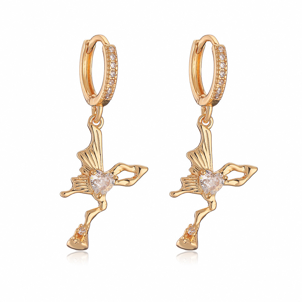 Orecchini Minimalisti a Farfalla in Rame Placcati Oro 18K da Donna