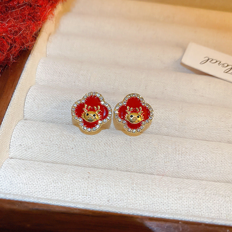 Fashionable Dragon-Shaped Zirconia Ear Cuffs for Women Stainless Steel Plated with Real Gold No-Piercing Ear Bone Clips