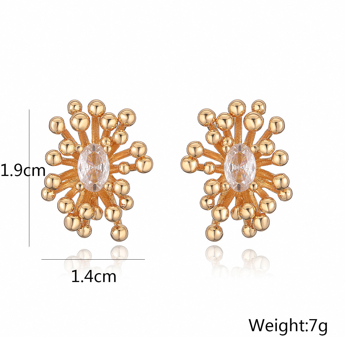 Minimalist Floral-Shaped Copper Earrings with Gold Plating and Zircon Inlay for Women