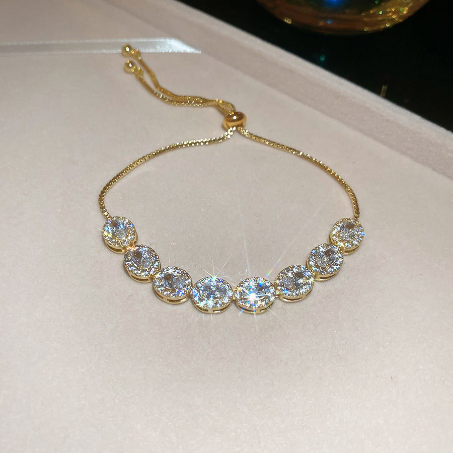 Luxury Elegant Geometric Alloy Plated Bracelet with Cubic Zirconia for Women