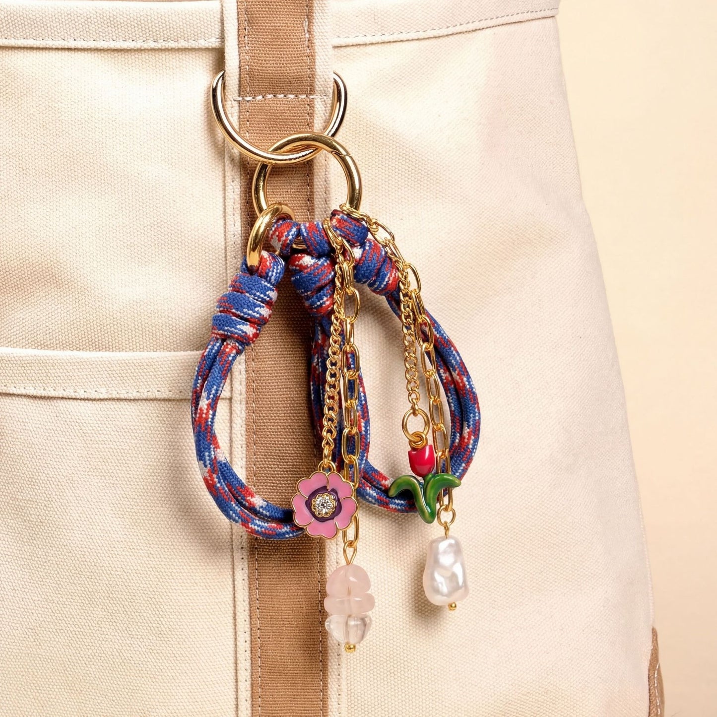 Vintage Elegant Oval Geometric Plated Brass Bag Charm