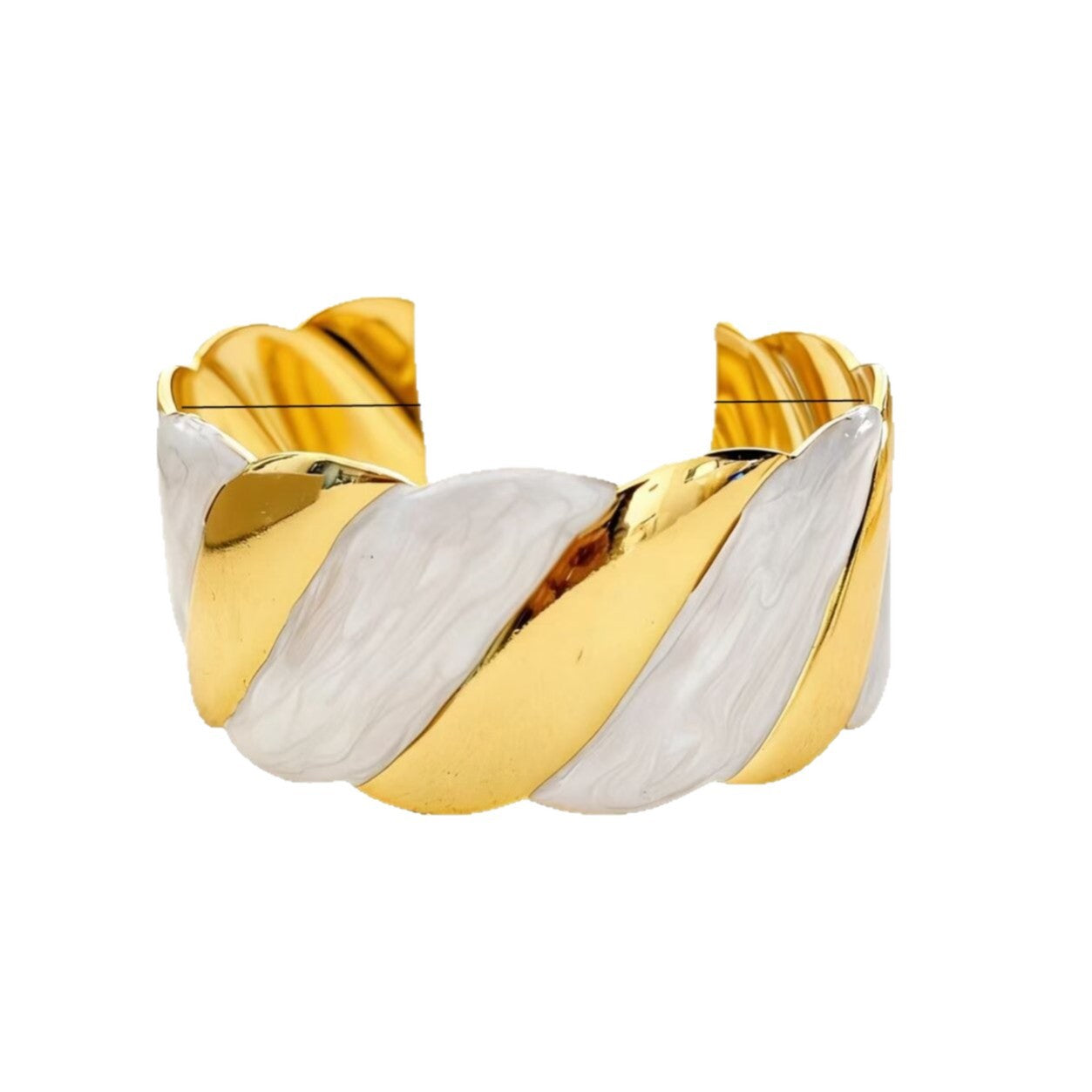 Bracciale Vintage a Forma di C con Stella Marina e Conchiglia, Smaltato e Dorato in Acciaio Inossidabile