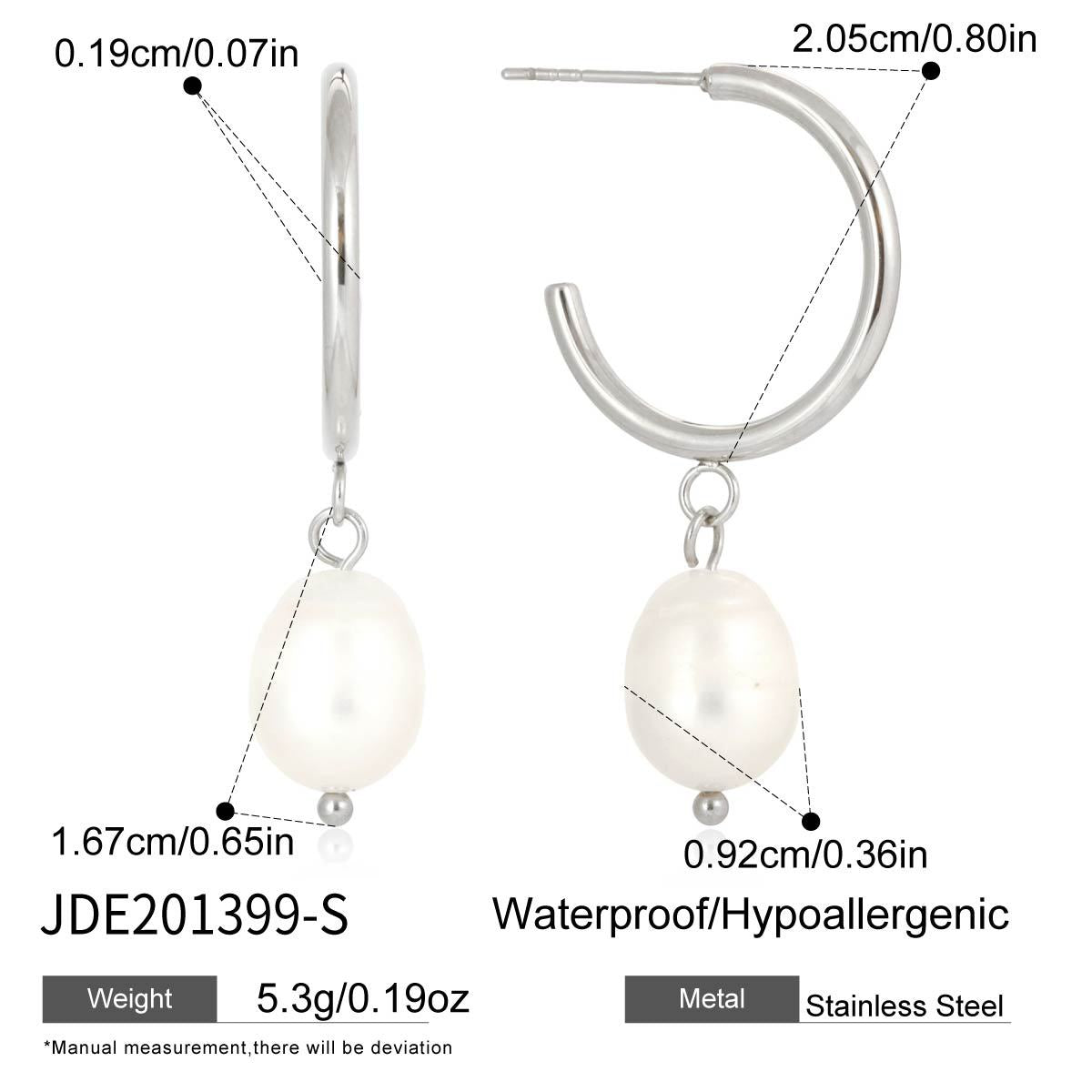 Minimalist Geometric Stainless Steel Plated Pearl Earrings for Women