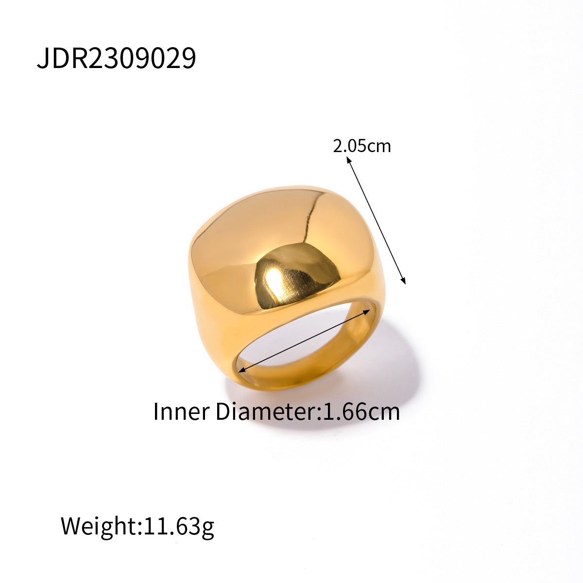 Anello quadrato geometrico da donna in acciaio inossidabile placcato oro 18 carati stile Ins minimalista